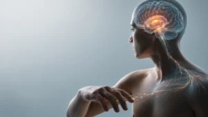 Parkinson hastalığında beyin ve sinir sistemi etkilenmesini gösteren tıbbi illüstrasyon
