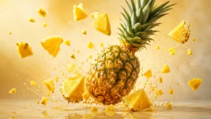 Bromelain enziminin doğal kaynağı olan bütün ve dilimlenmiş ananas