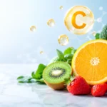 C vitamini içeren portakal, kivi, çilek, kırmızı biber ve brokoli