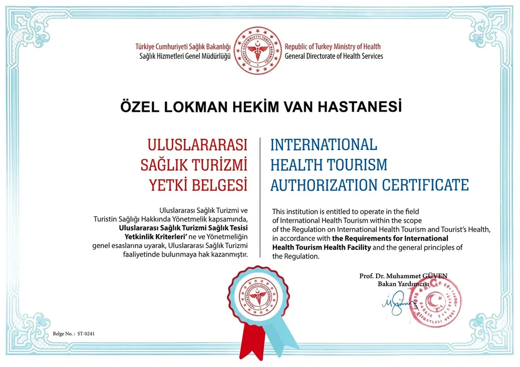 Lokman Hekim Van Hastanesi Uluslararası Sağlık Turizmi Yetki Belgesi